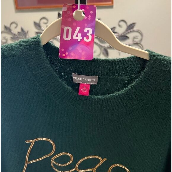 EUC Vince Camuto Forest Green Peace Oversized Sweater Size XS #043 - Picture 2 of 7